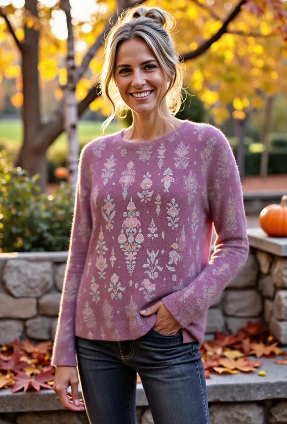 Women's Fashionable prints casual crew neck sweatshirt