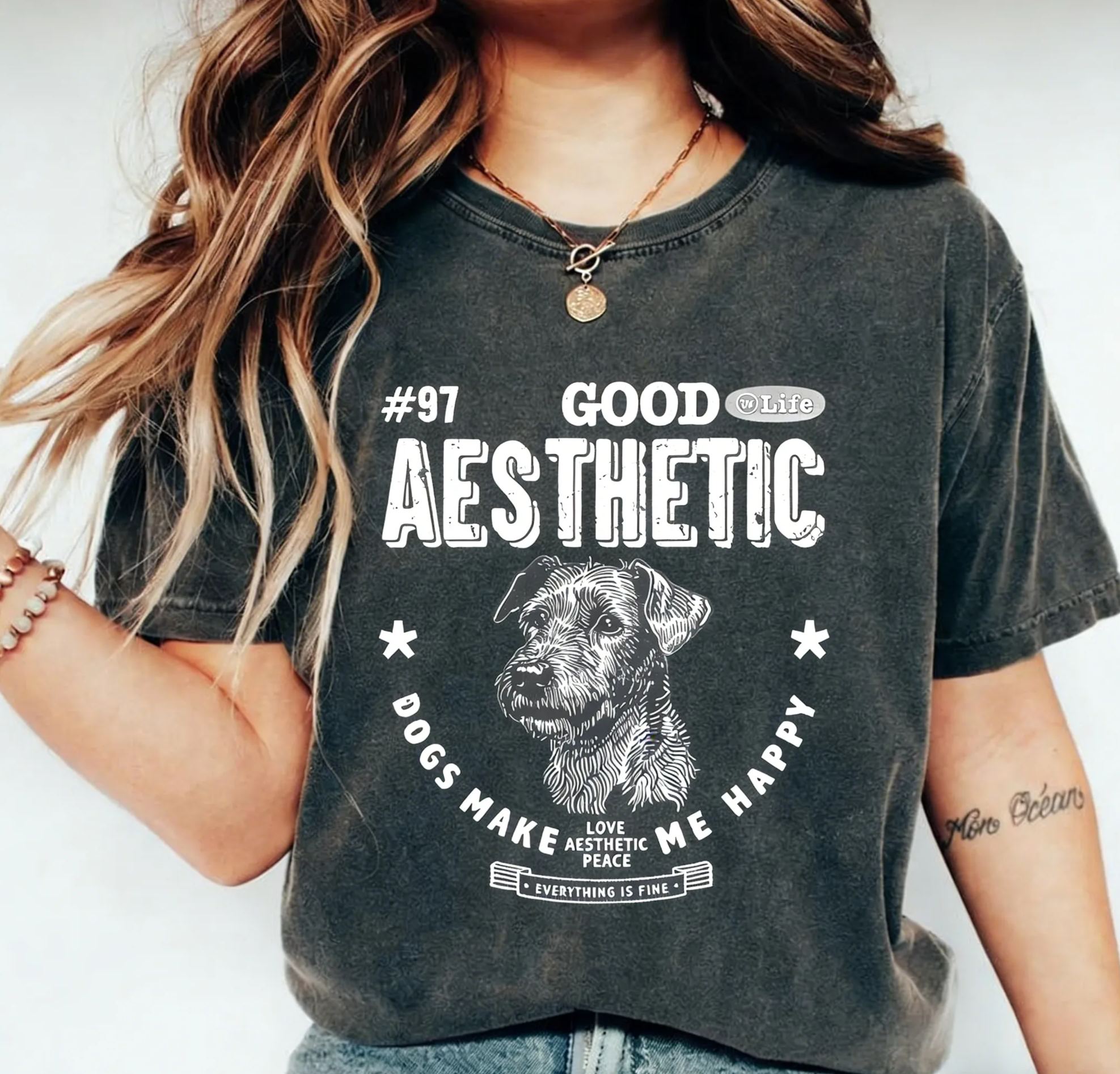 Vintage Terrier Dog Cotton T-Shirt