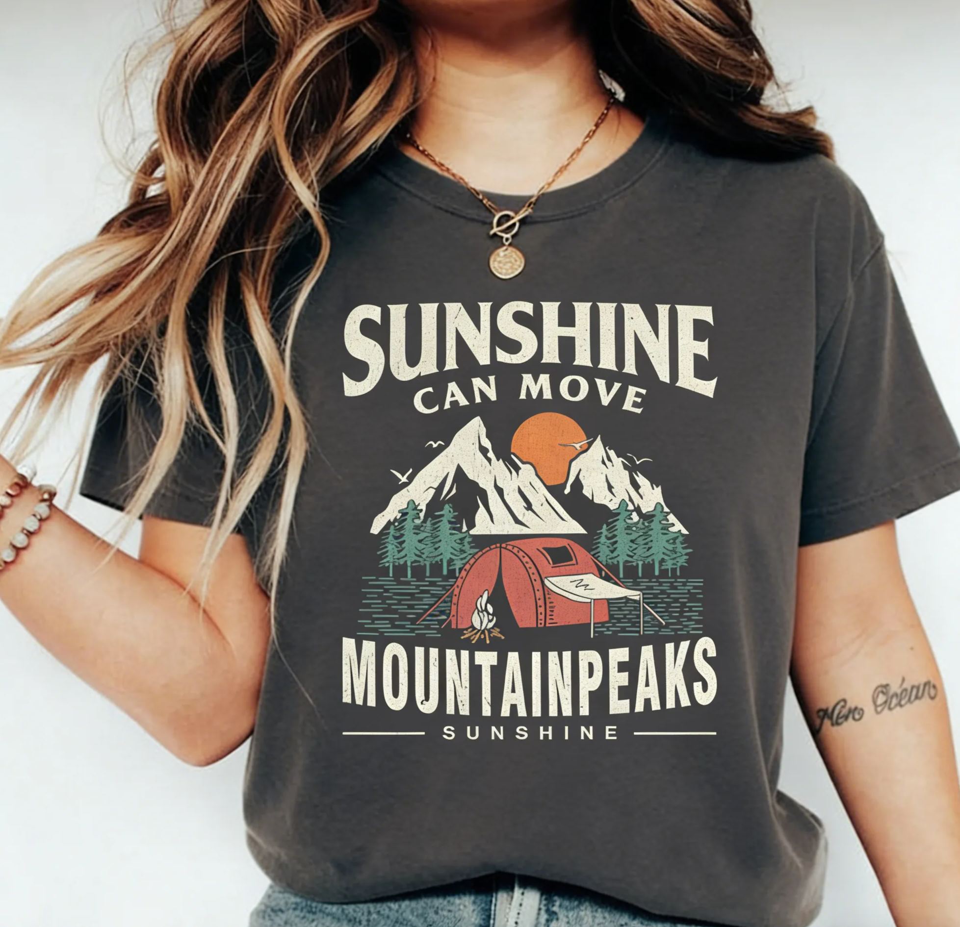 Vintage Mountain Camping  Cotton  T-Shirt