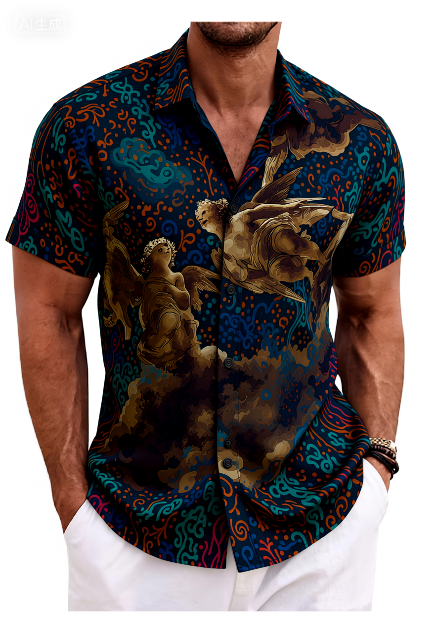 Angel Cloud Print Cotton Shirt