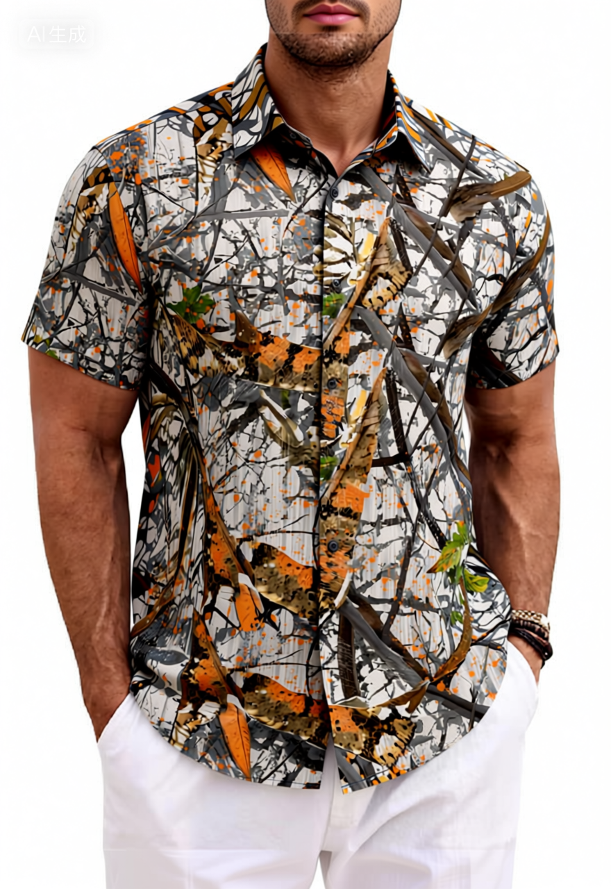 Nature Branch Leaf Camo Cotton Shirt
