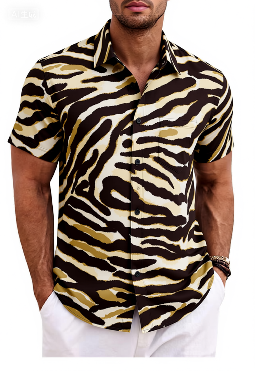 Zebra Stripe Animal Print Cotton Shirt
