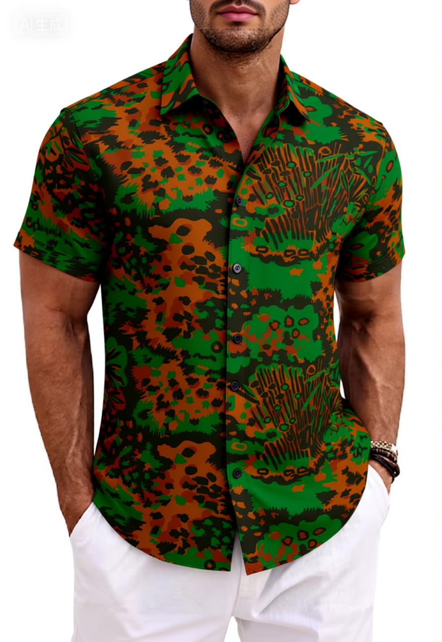 Tropical Jungle Camo Print Cotton Shirt