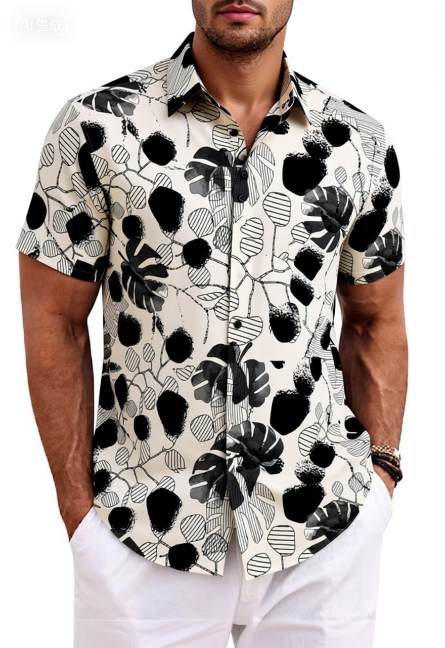 Vintage Sketch Floral Print Cotton Shirt