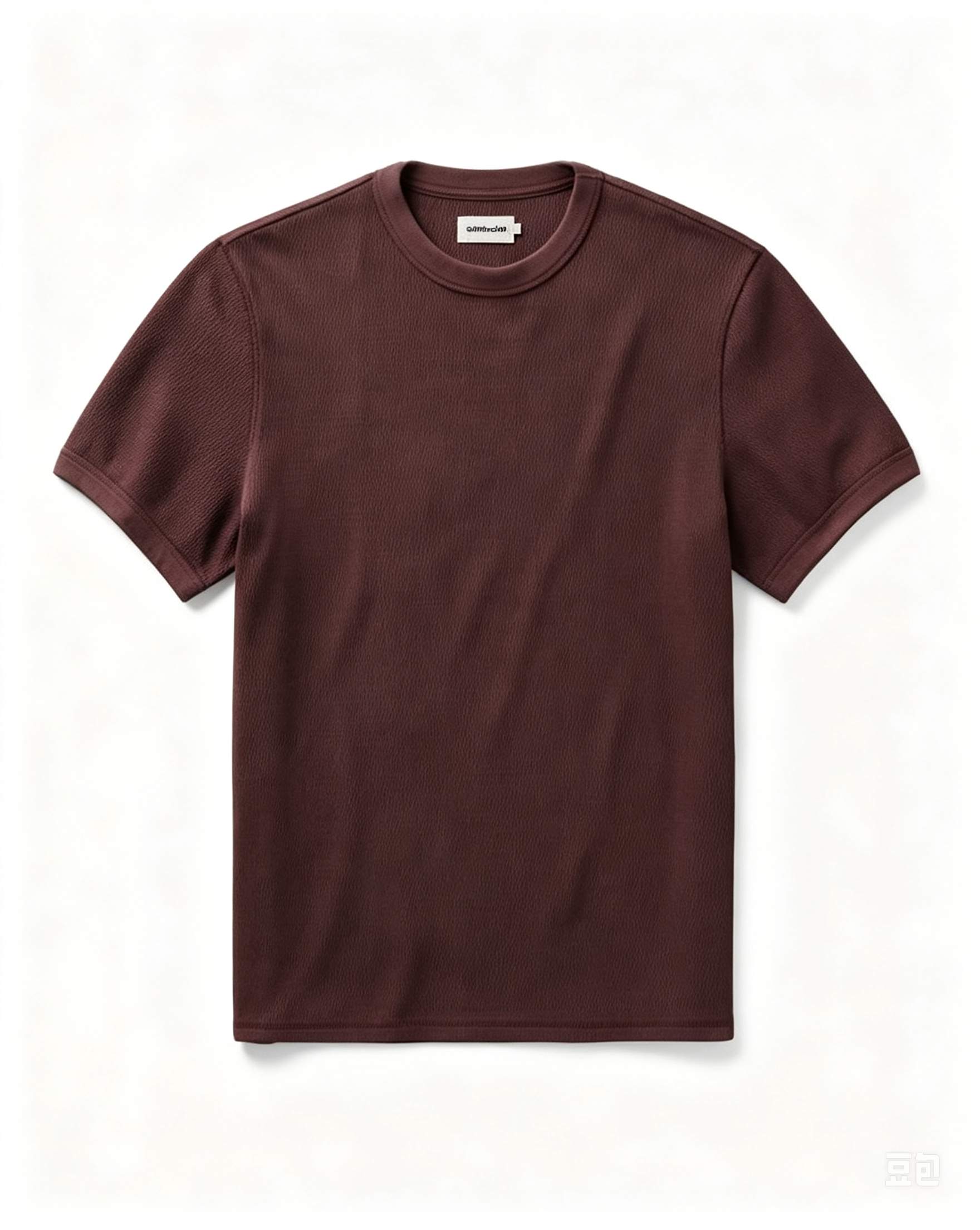 Organic Cotton Short-Sleeve Crew-Neck Shirt with Waffle Weave