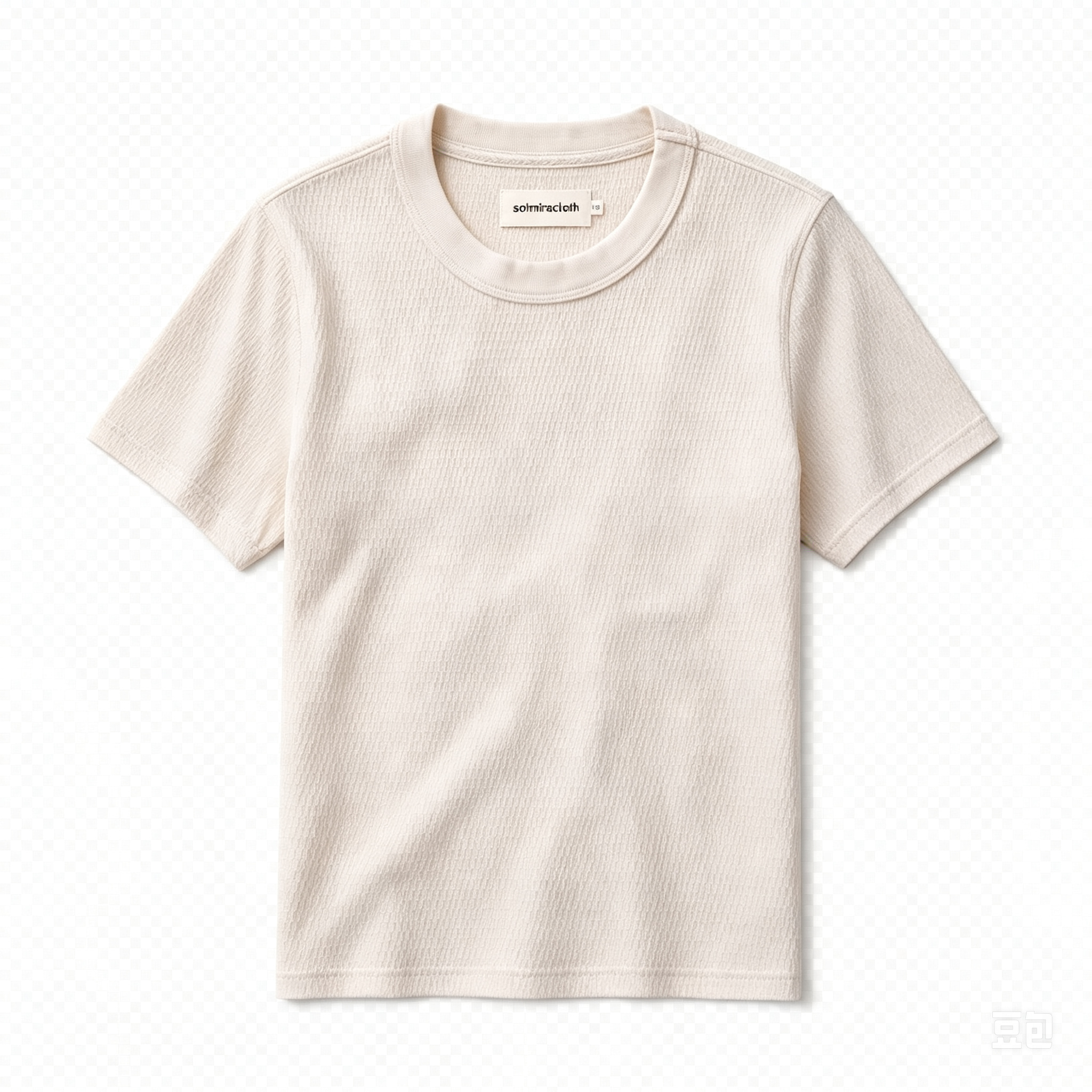 Organic Cotton Short-Sleeve Crew-Neck Shirt with Waffle Weave