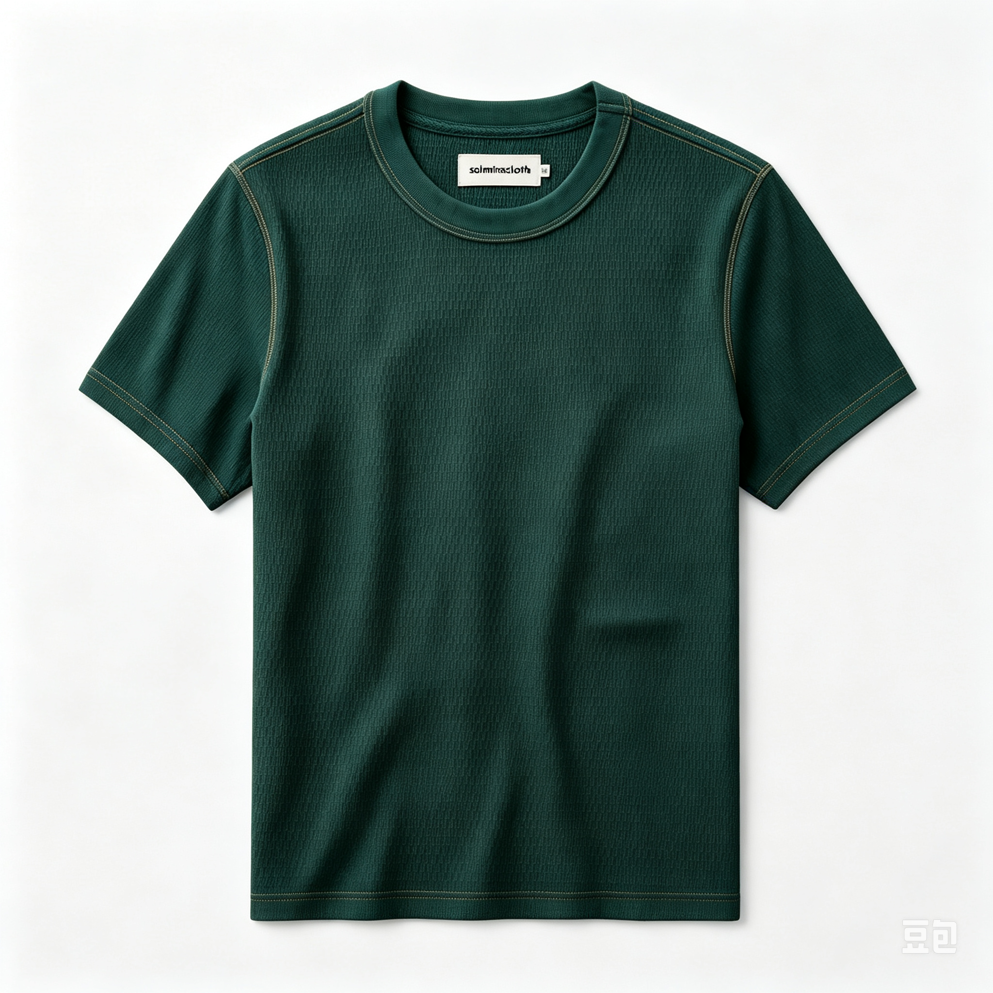 Organic Cotton Short-Sleeve Crew-Neck Shirt with Waffle Weave