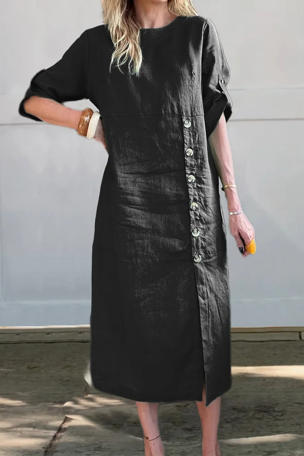 Women's Comfortable Linen Pocket Dress