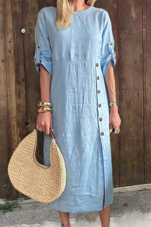 Women's Comfortable Linen Pocket Dress