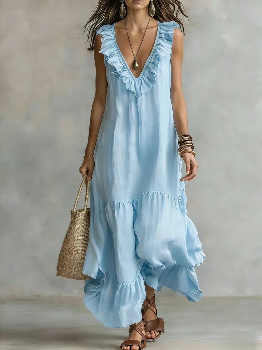 Women's Lace Sleeveless Cotton Linen Dress