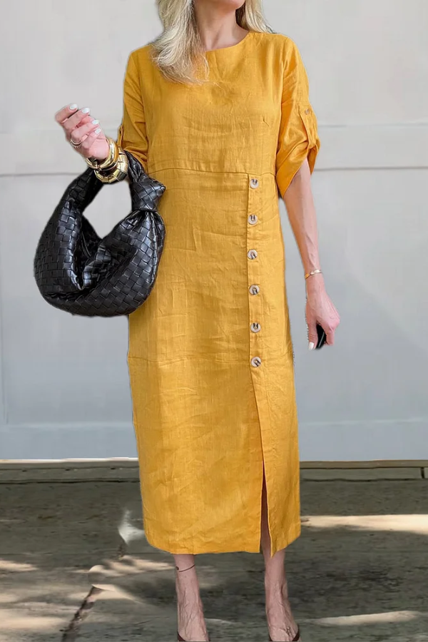 Women's Comfortable Linen Pocket Dress