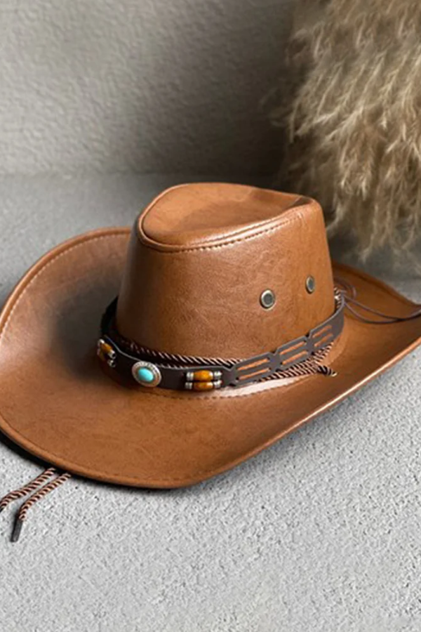 Western PU Leather Belt Decor Cowboy Hat