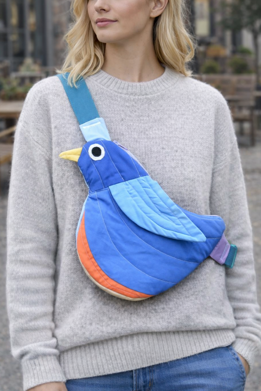 Fly Away Crossbody Bird Bag - Bluebird