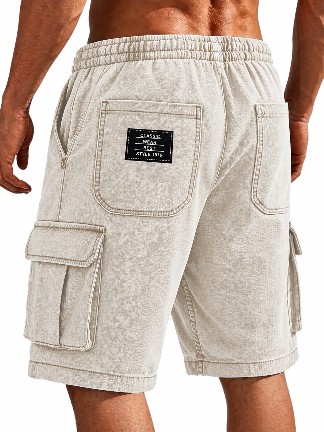 Men's Vintage-Washed Denim Multi-Pocket Multifunctional Shorts