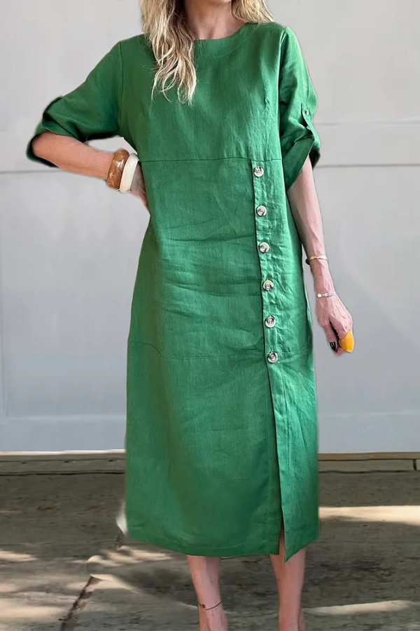 Women's Comfortable Linen Pocket Dress