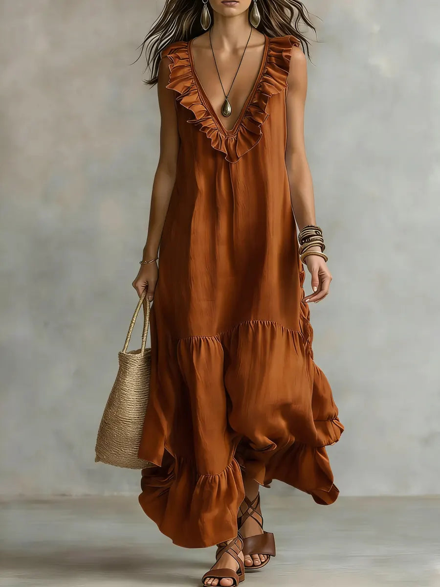 Women's Lace Sleeveless Cotton Linen Dress