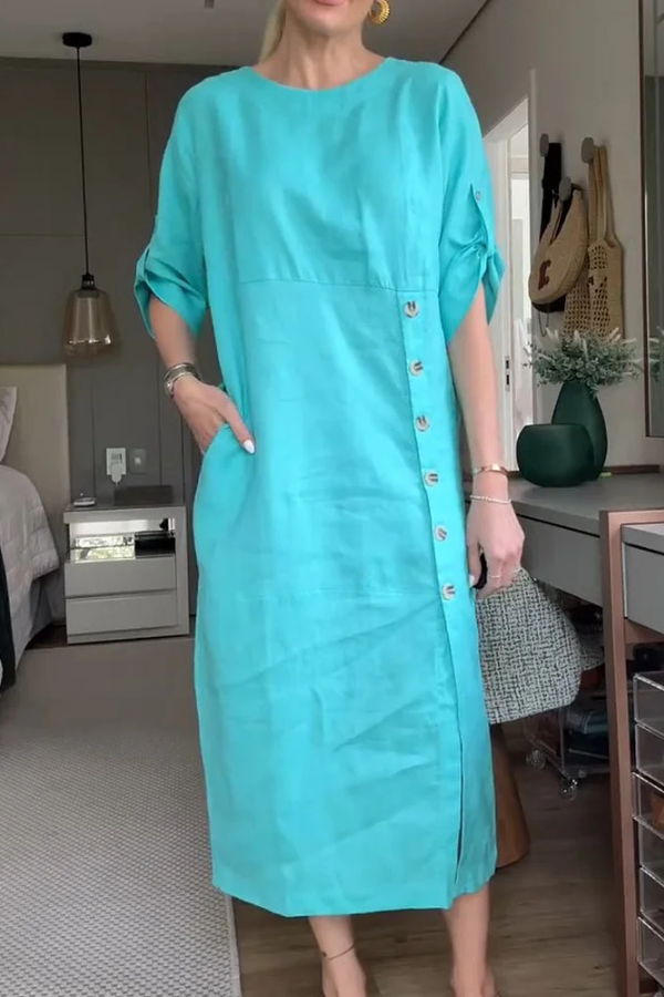 Women's Comfortable Linen Pocket Dress
