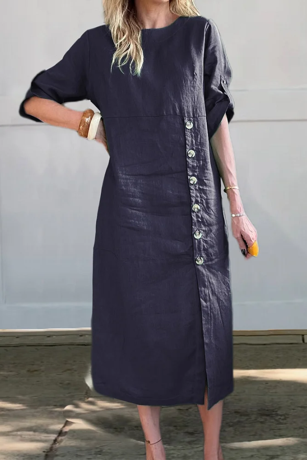 Women's Comfortable Linen Pocket Dress