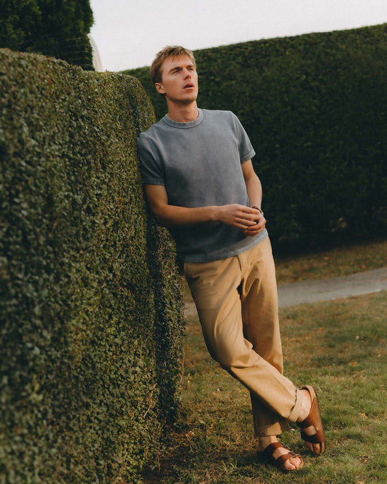 Organic Cotton Short-Sleeve Crew-Neck Shirt with Waffle Weave