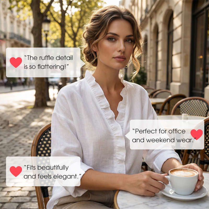 Soft Ruffle V-Neck Long Sleeve Blouse