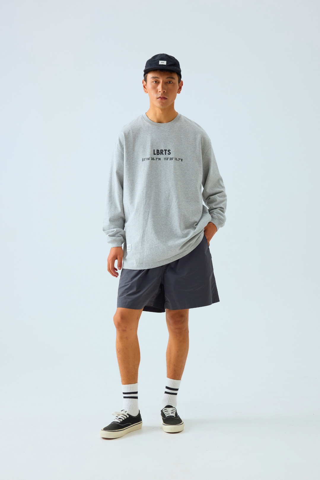Men's 'Shark Sail' Graphic Long Sleeve Tee - 310gsm Heavyweight Crewneck 