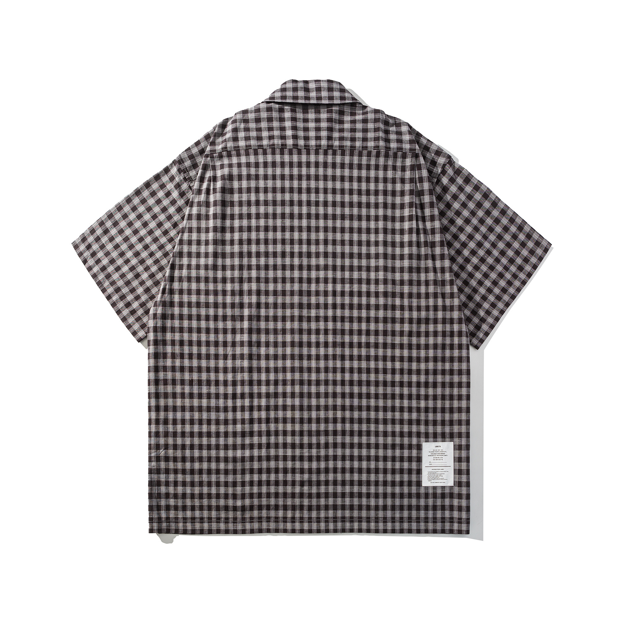 Men's Cuban Collar Pleated Pocket Plaid Short Sleeve Shirt
