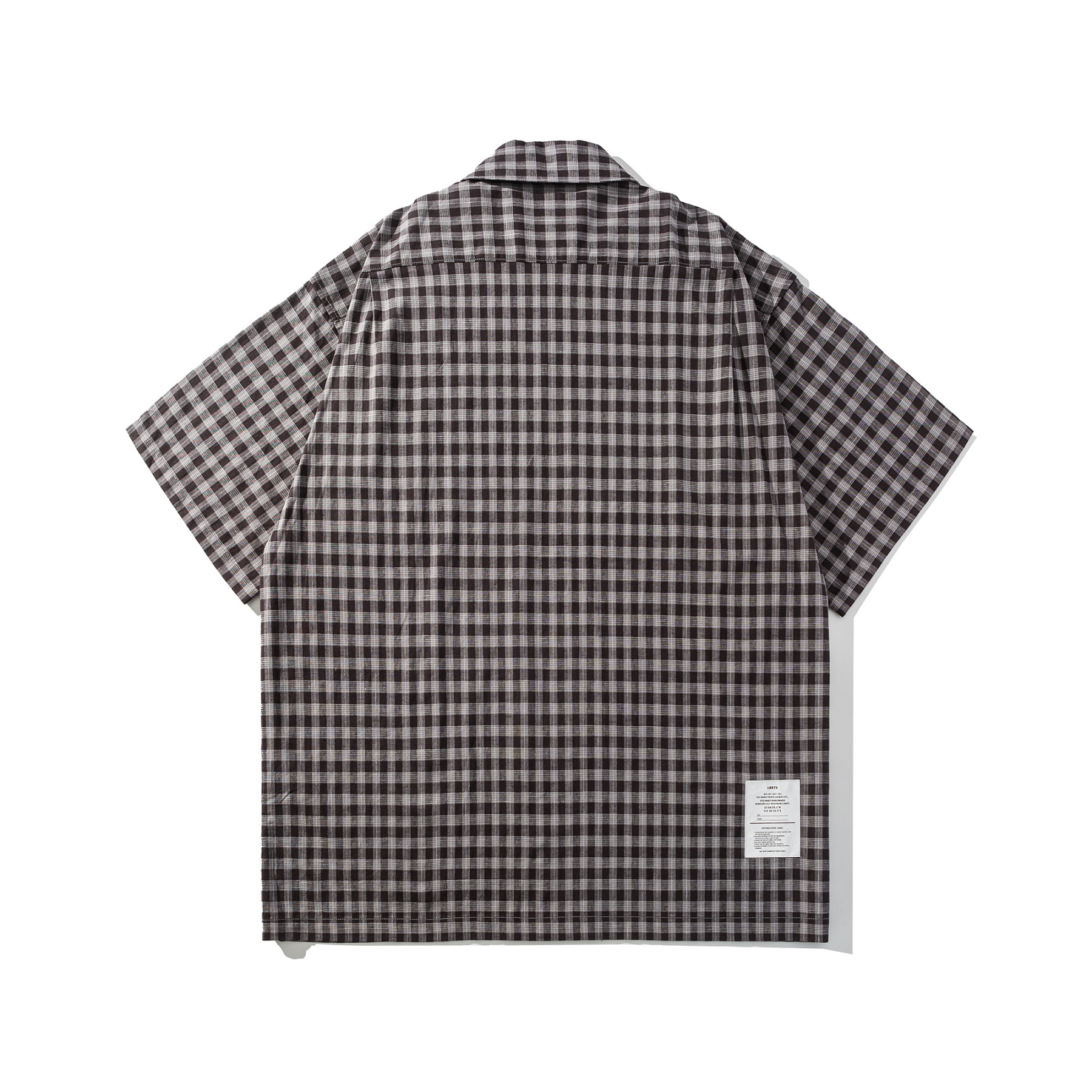 Men's Cuban Collar Pleated Pocket Plaid Short Sleeve Shirt