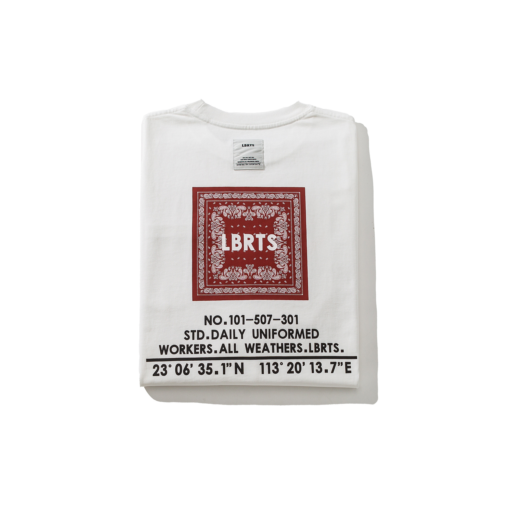 Men's Paisley Print Long Sleeve Tee - 310gsm Heavyweight Crewneck | Liberaturs