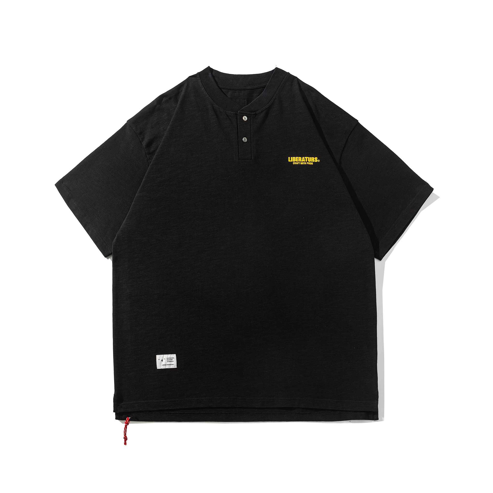 Men's "9" Graphic Henley Collar T-shirt - Mid-Weight Cotton