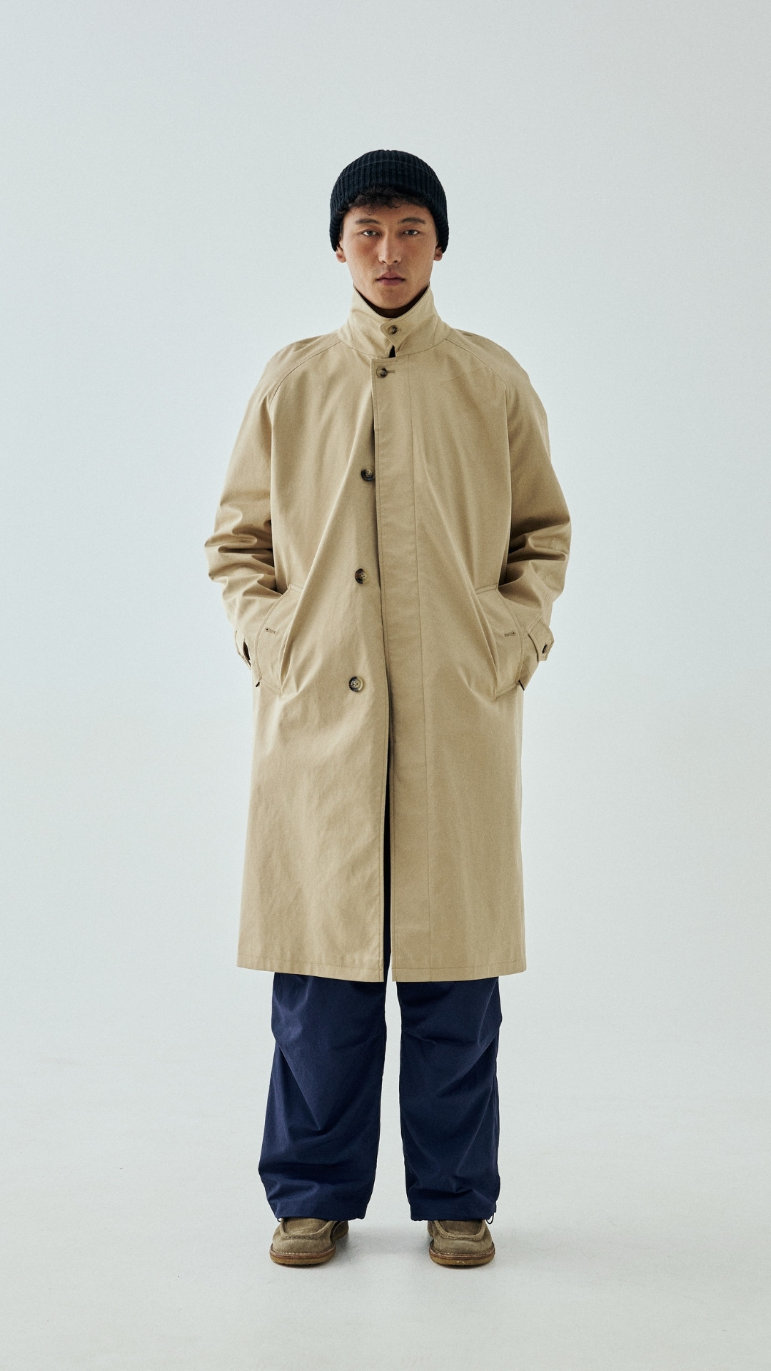 Men's Balmacaan Overcoat - Teflon-Coated Cotton Twill Rain Coat -Liberaturs