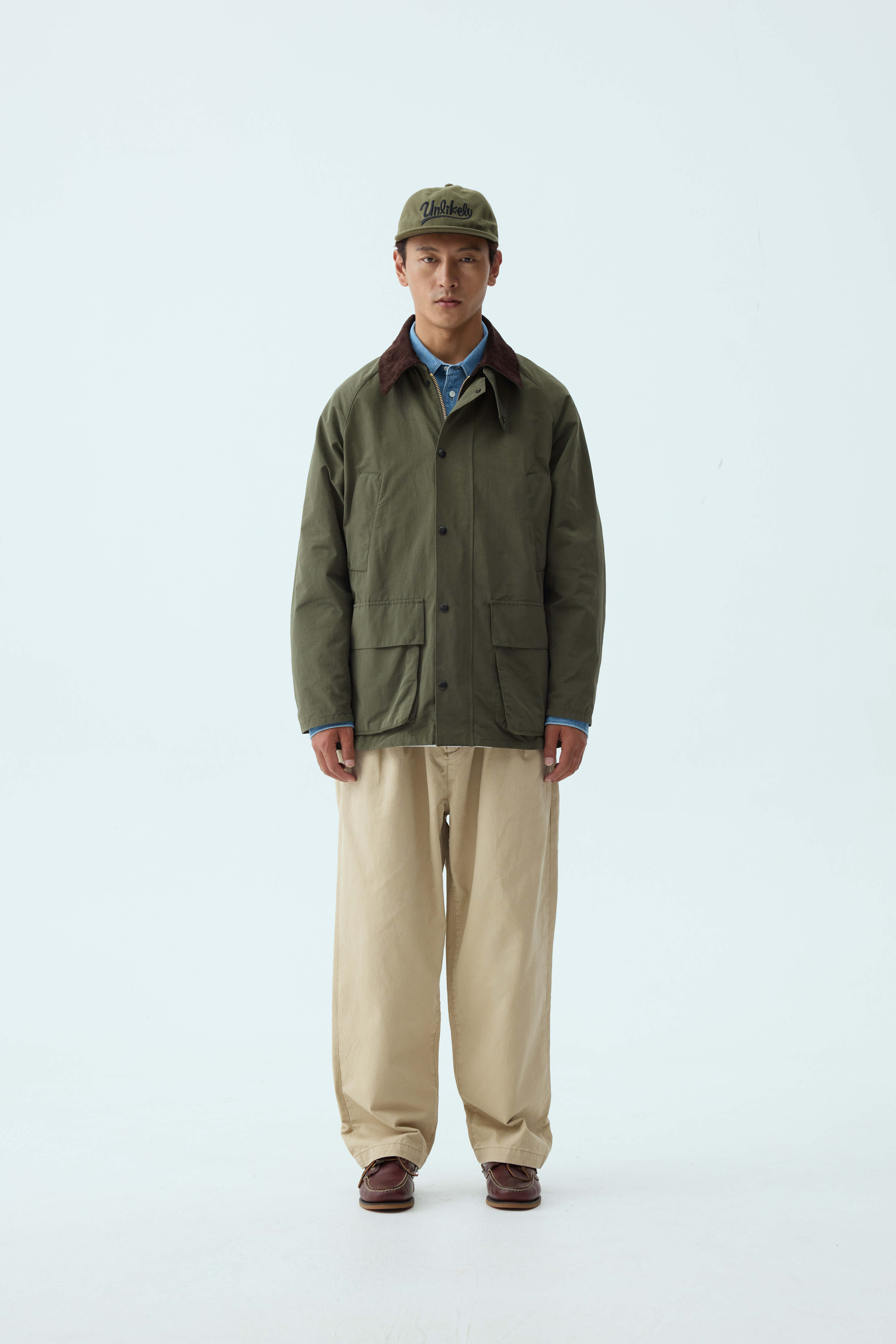 Olive Corduroy-Collar Field Jacket