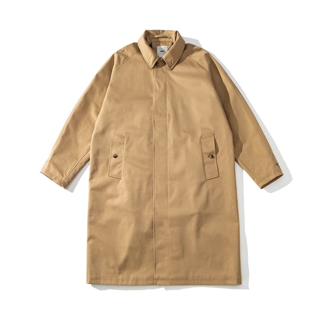 Men's Balmacaan Overcoat - Teflon-Coated Cotton Twill Rain Coat -Liberaturs