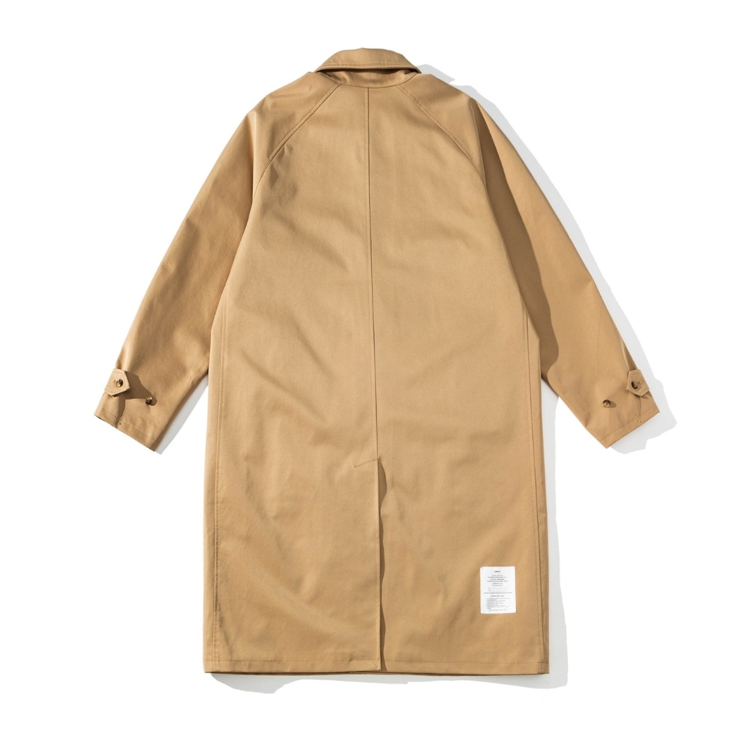 Men's Balmacaan Overcoat - Teflon-Coated Cotton Twill Rain Coat -Liberaturs