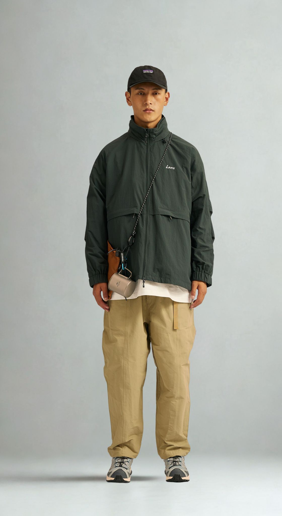 Men's Waterproof Hiking Jacket with Stowable Hood