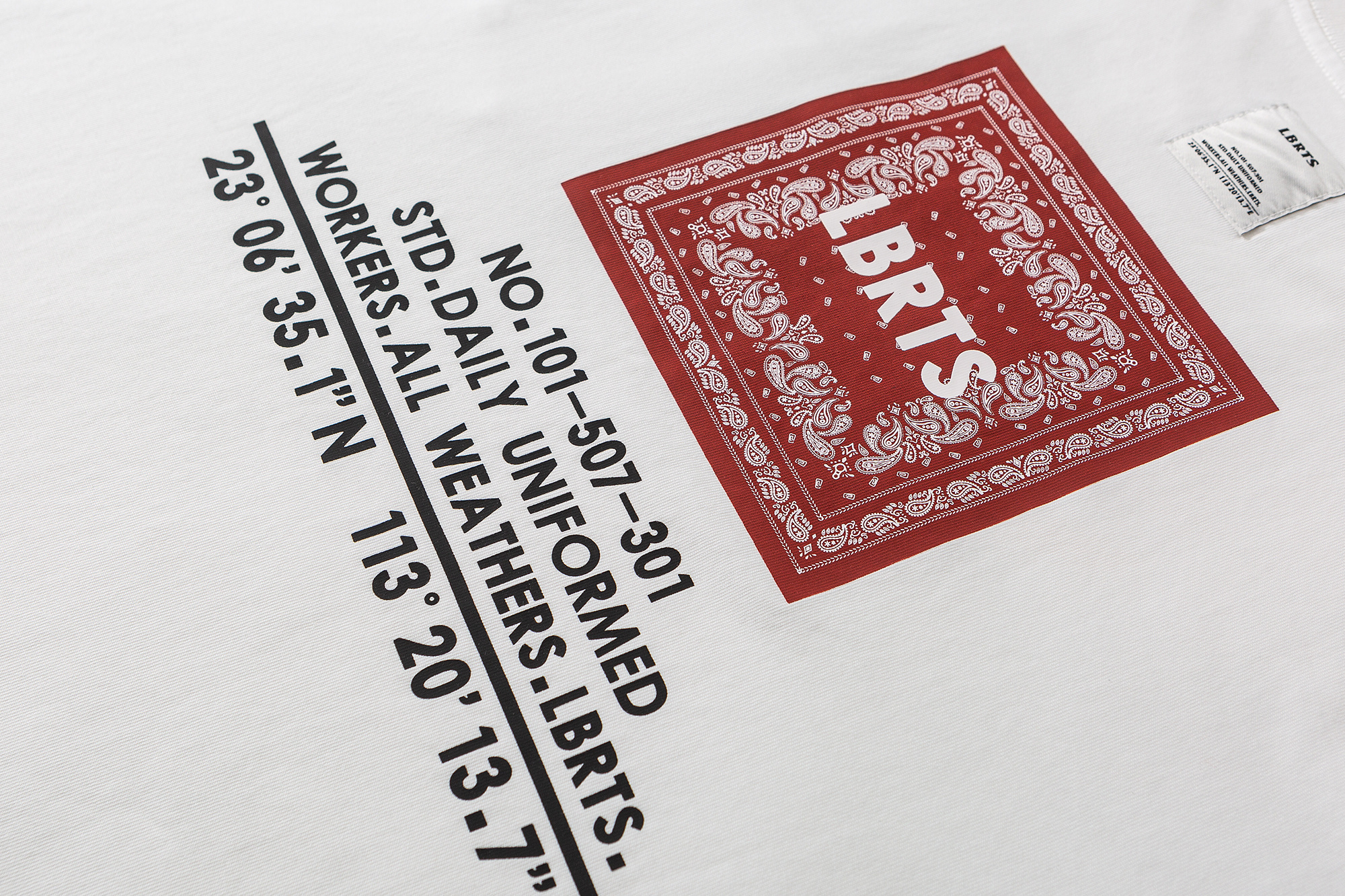 Men's Paisley Print Long Sleeve Tee - 310gsm Heavyweight Crewneck | Liberaturs