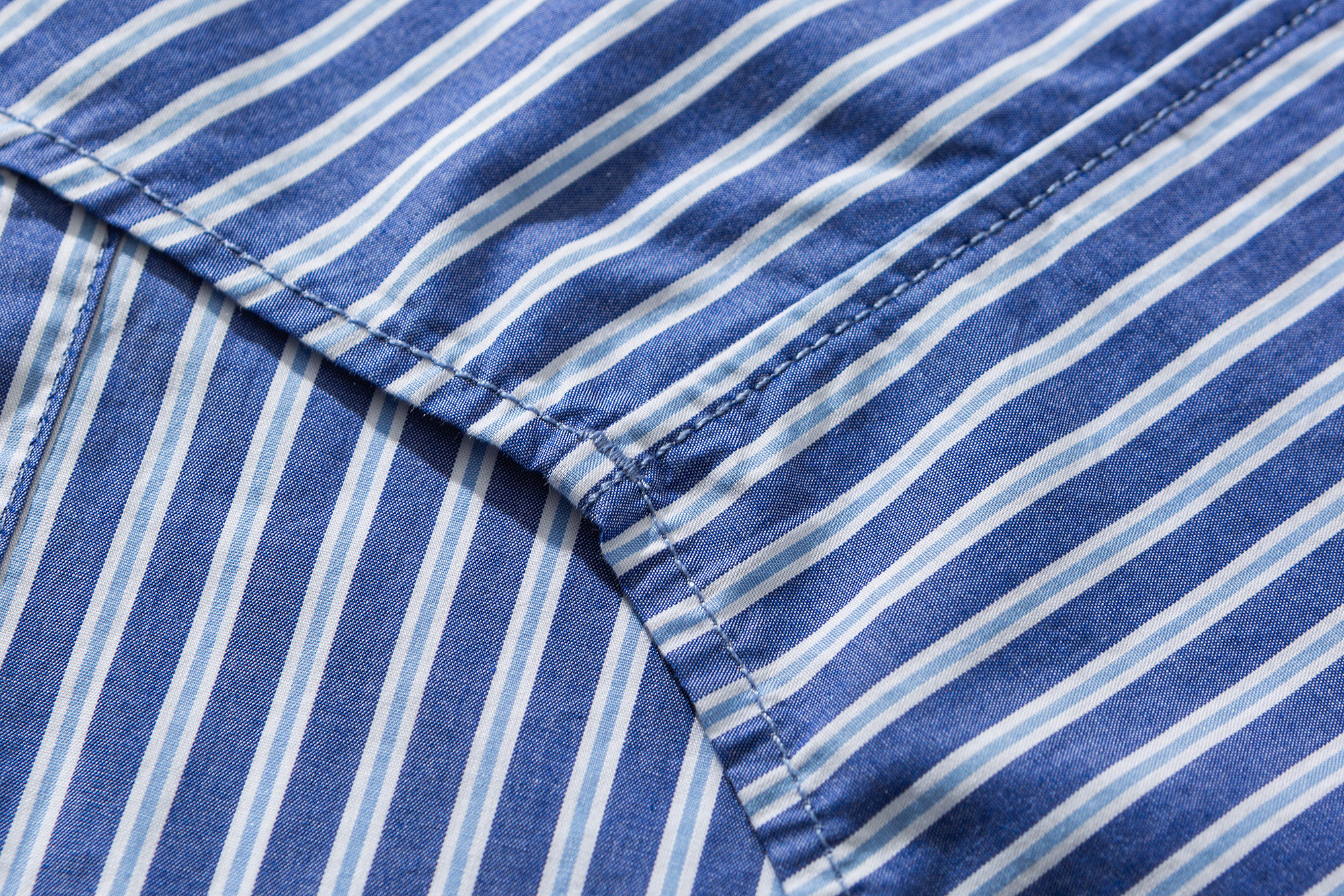 Men's Ocean Blue Stripe Short Sleeve Shirt - Relaxed Fit 