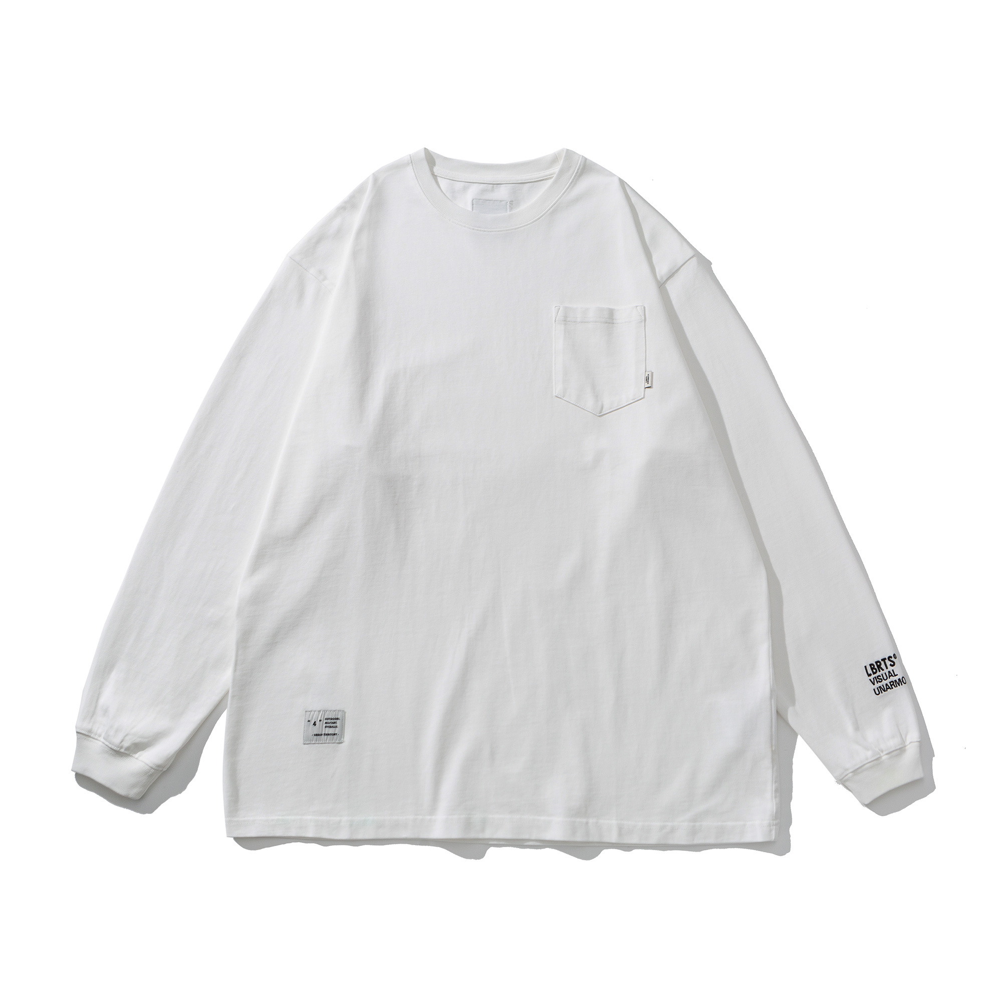 Men's Embroidered Pocket Long Sleeve Tee - 310gsm Heavyweight Crewneck | Liberaturs