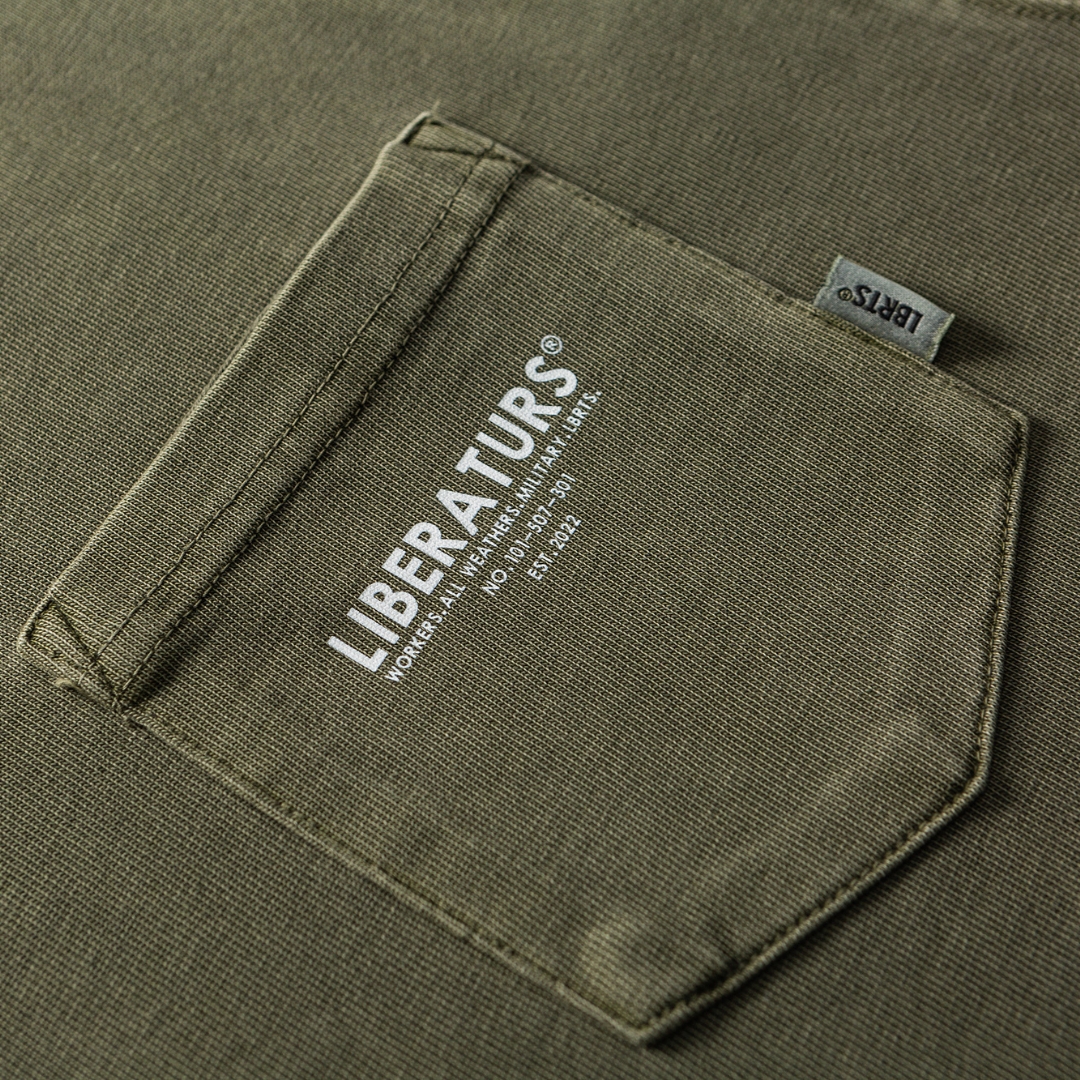 Garment-Dyed Distressed Pocket Tee - Washed Dark Grey