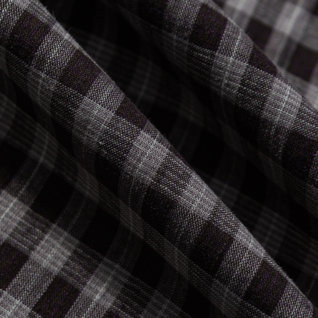 Men's Cuban Collar Pleated Pocket Plaid Short Sleeve Shirt