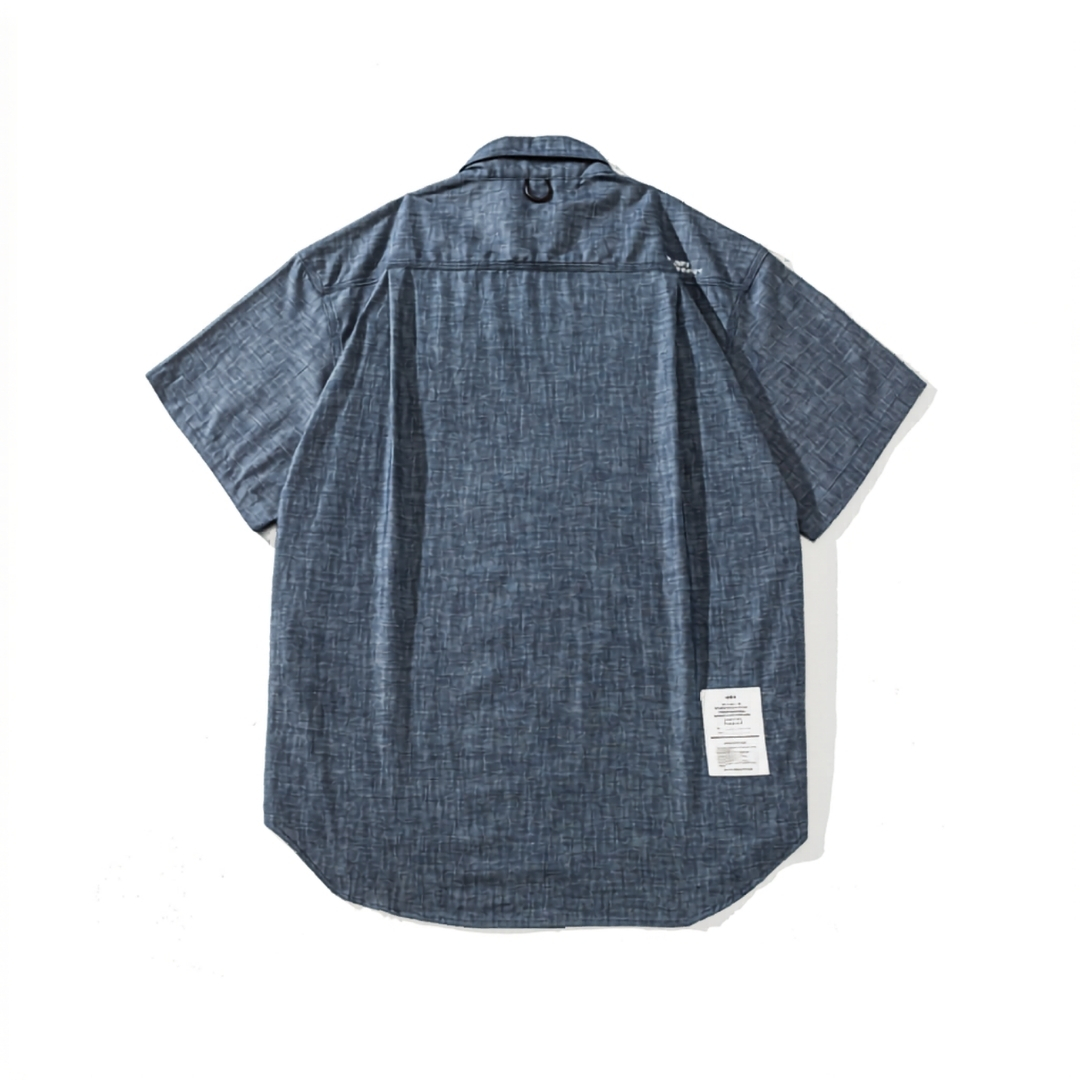 Men's 100% Cotton Chambray Classic Double Pocket Short Sleeve Shirt