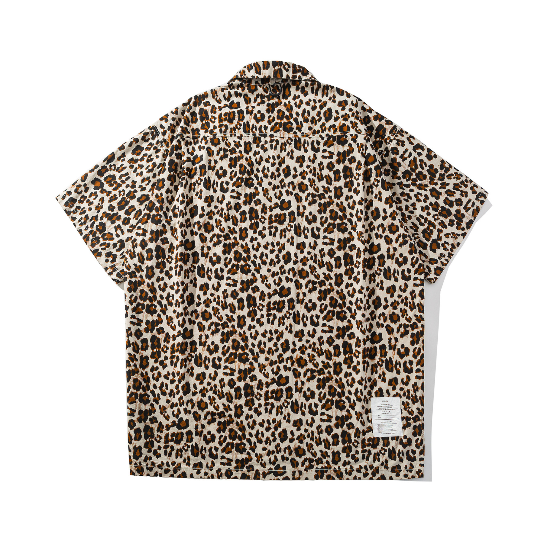 Men's Cuban Collar Leopard Print Short Sleeve Shirt 