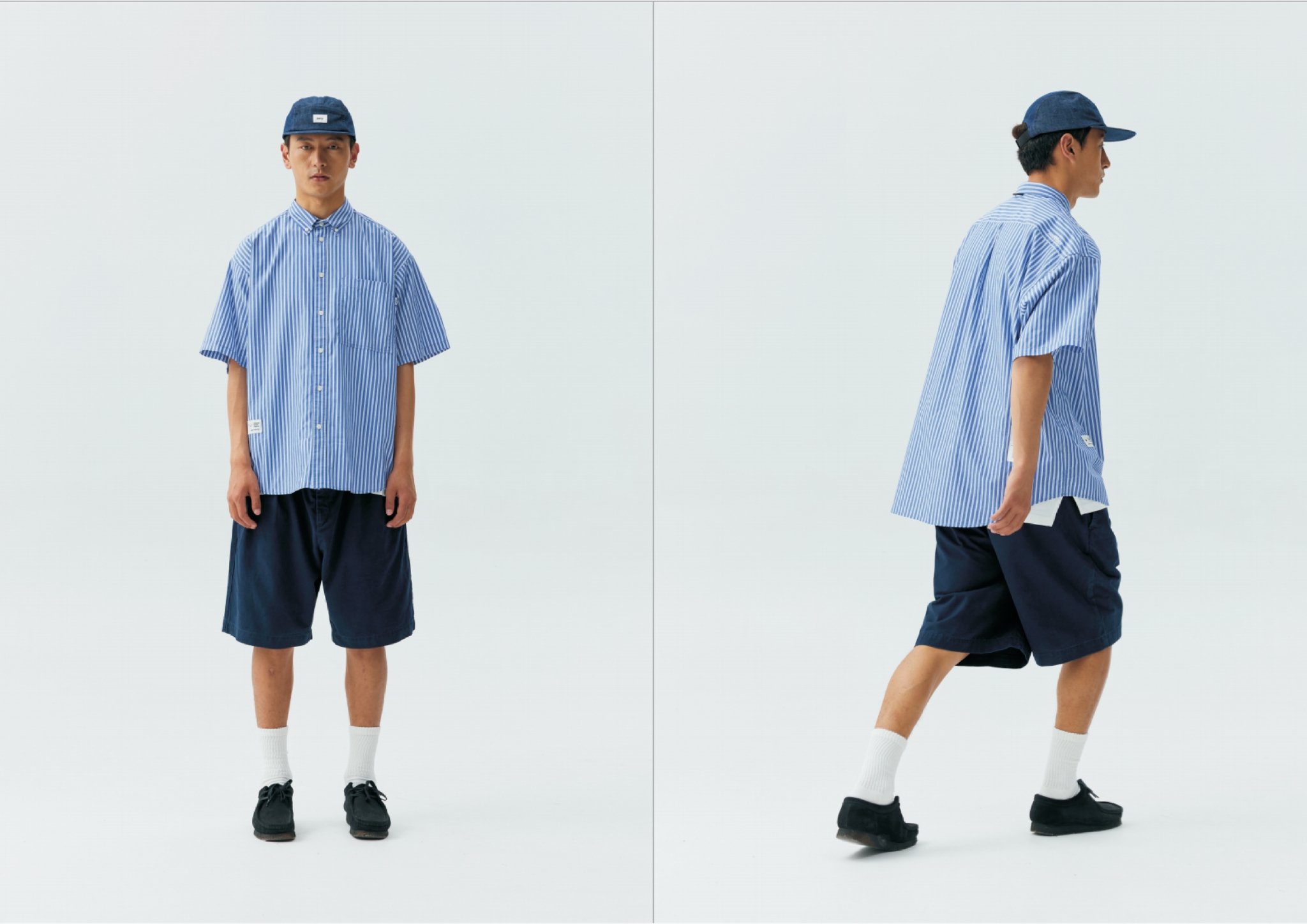 Men's Ocean Blue Stripe Short Sleeve Shirt - Relaxed Fit 