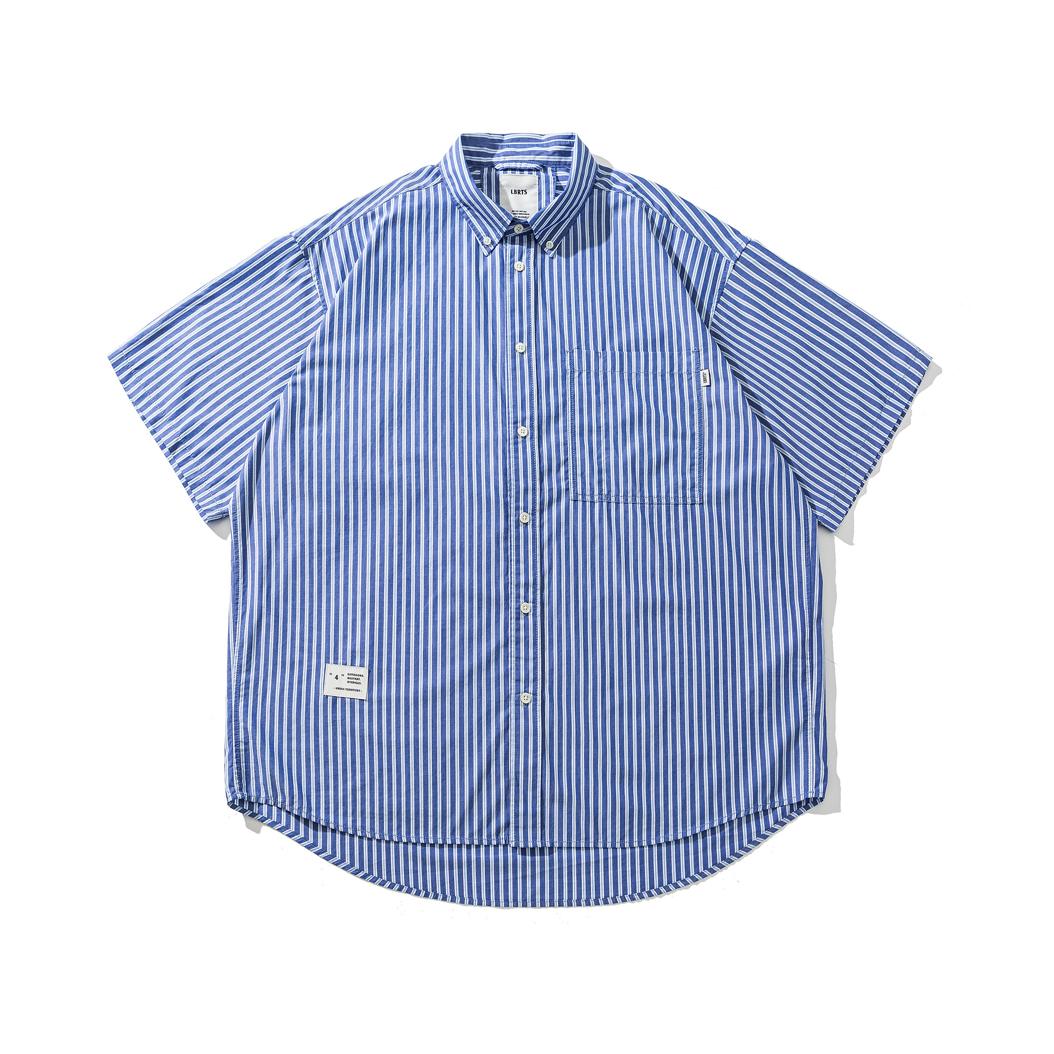 Men's Ocean Blue Stripe Short Sleeve Shirt - Relaxed Fit 