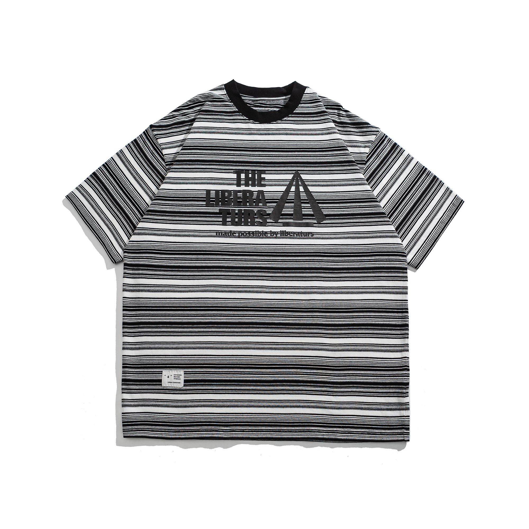 Men's Striped Graphic Crewneck T-shirt - Heavyweight Cotton