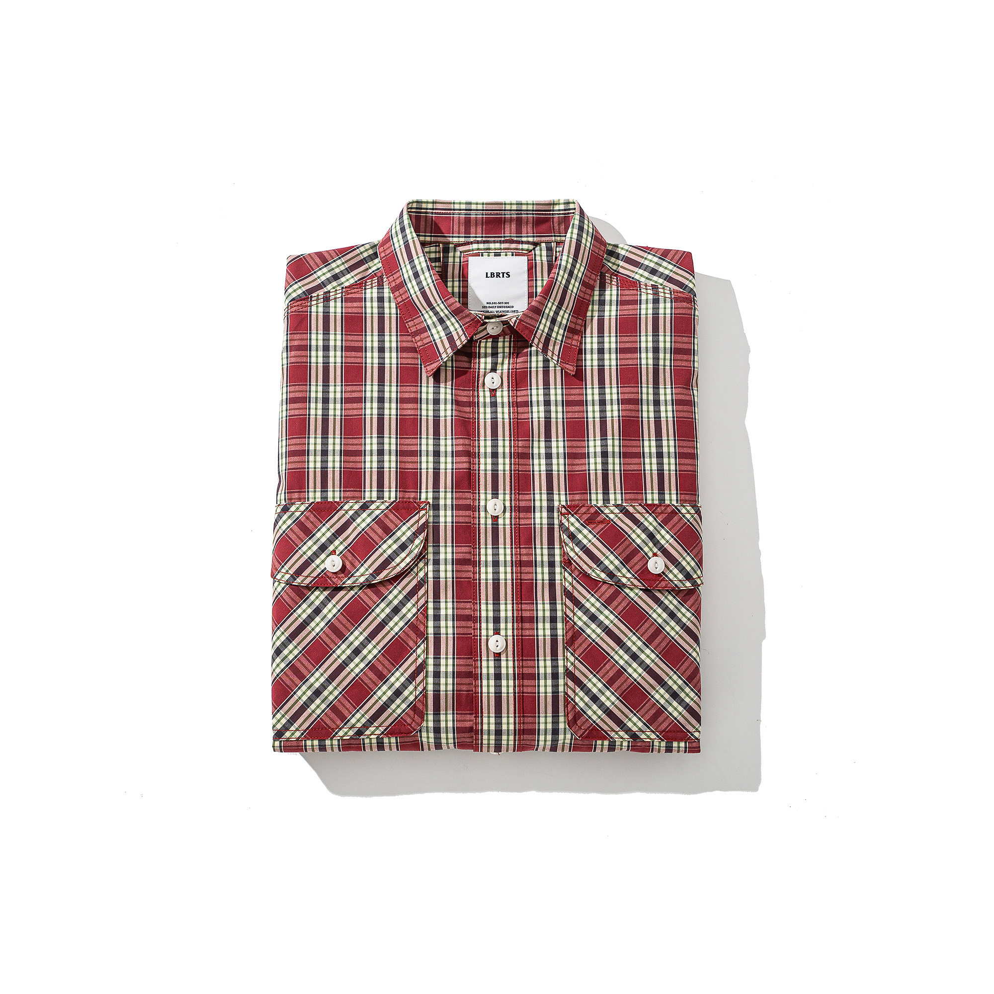Men's Vintage Red Plaid Shirt - Brushed Cotton Flannel Shirt -Liberaturs