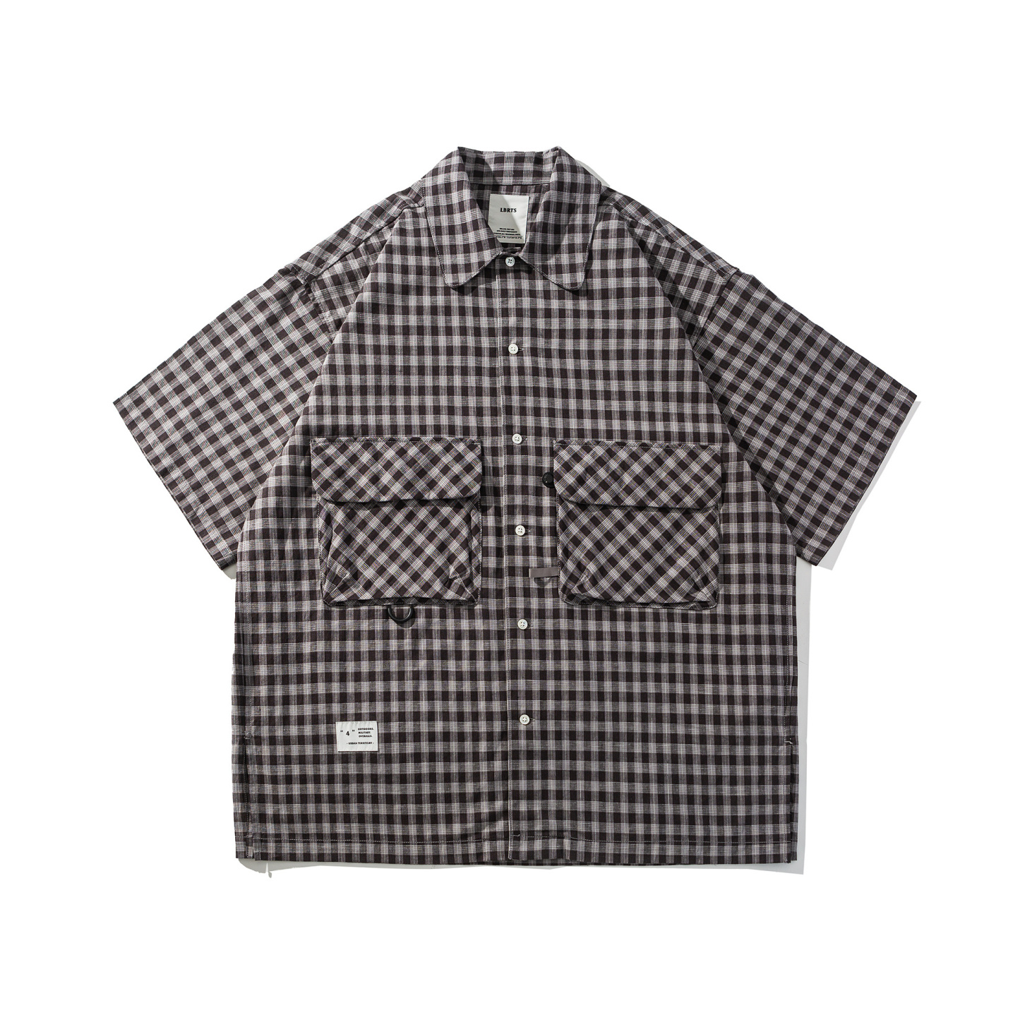 Men's Cuban Collar Pleated Pocket Plaid Short Sleeve Shirt - Relaxed Fit | Liberaturs