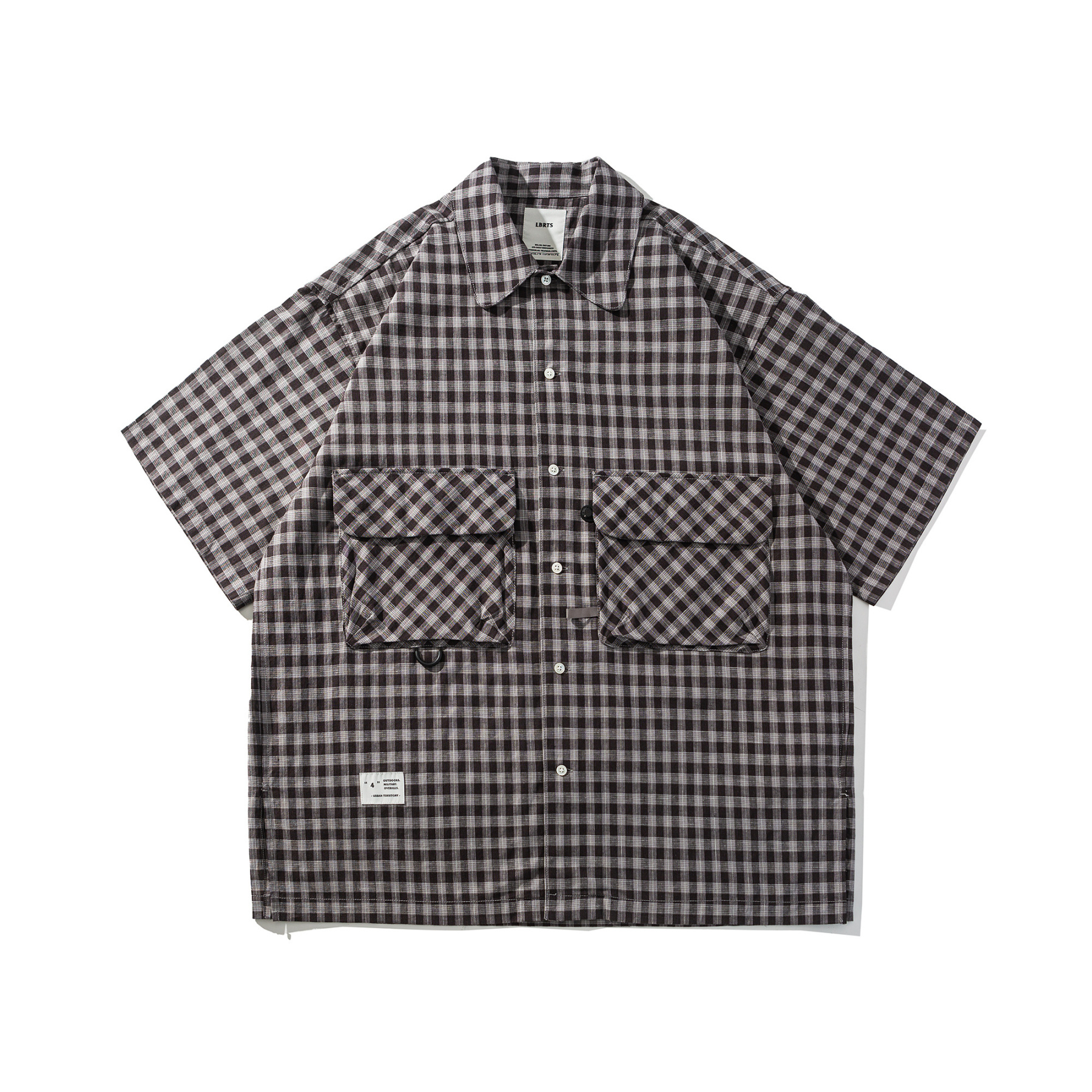 Men's Cuban Collar Pleated Pocket Plaid Short Sleeve Shirt - Relaxed Fit | Liberaturs