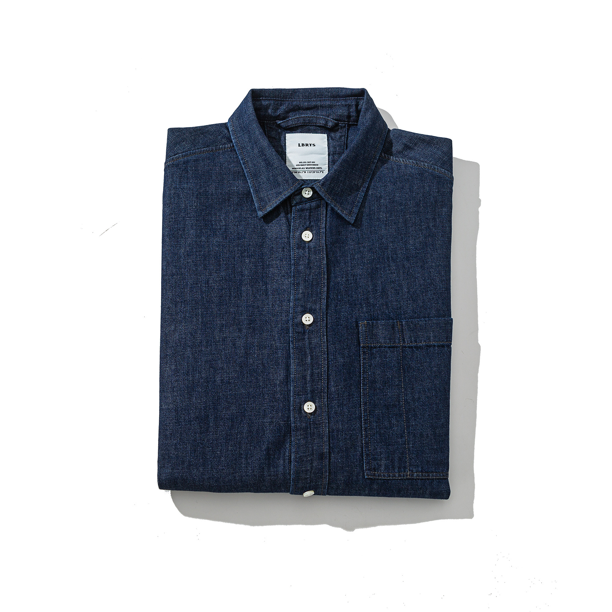 Men‘s Indigo Wash Denim Shirt - Oversized Utility Chambray Shirt 