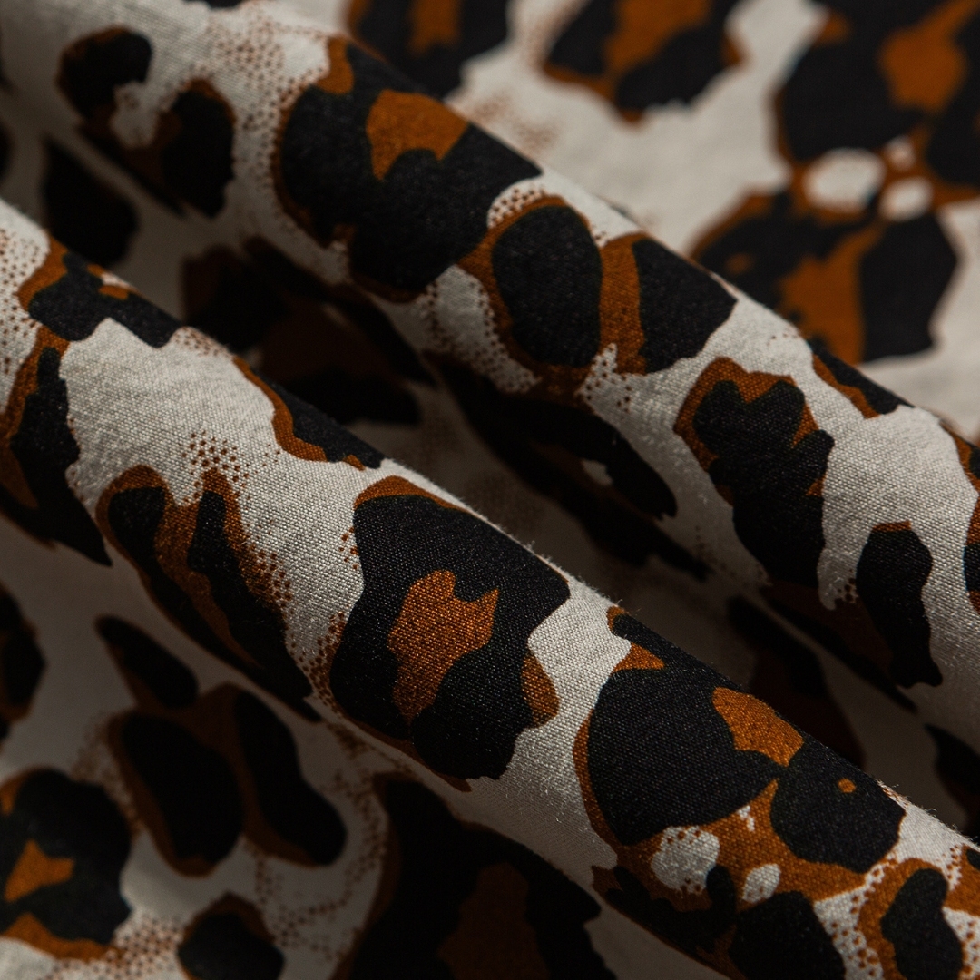 Men's Cuban Collar Leopard Print Short Sleeve Shirt 