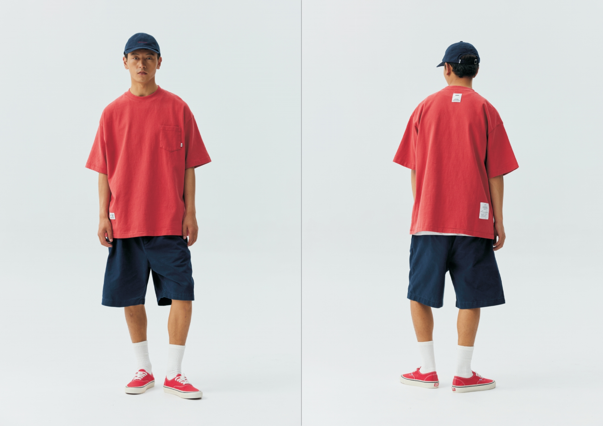 Men's Solid Crewneck Pocket T-shirt - Mid-Weight Cotton